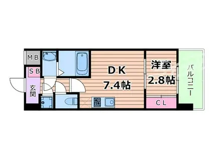 セレニテ江坂ミラク(1DK/3階)の間取り写真