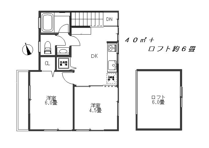 コスモテラス井土ヶ谷(2DK/2階)の間取り写真