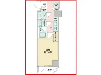 カバナ浅草(1K/6階)の間取り写真