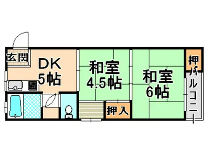 谷田稲野西マンション(2DK/3階)の間取り写真