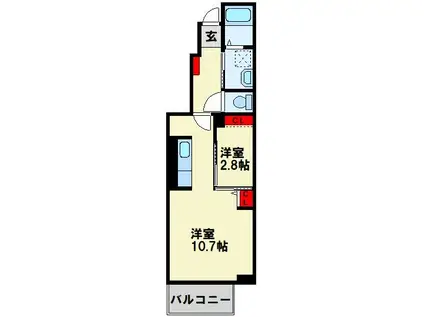 サニーガーデンE(1SK/1階)の間取り写真