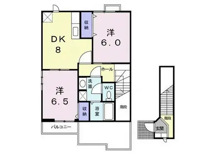 ブルーメハイムA(2DK/2階)の間取り写真