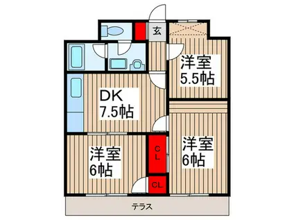 パレドール和弘(3DK/1階)の間取り写真