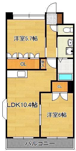 SLOW HAND壱番館(2LDK/2階)の間取り写真