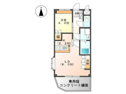 ロイヤルヒルズ鹿城II(1LDK/1階)の間取り写真