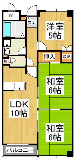 アデューウエダ(3LDK/2階)の間取り写真