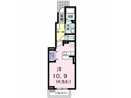 ライトハウス(ワンルーム/1階)の間取り写真