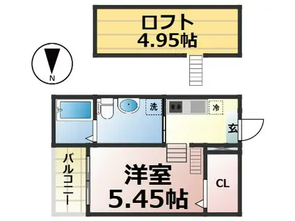 外新町フォート(1SK/2階)の間取り写真