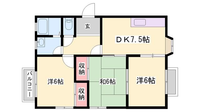 ハウス新町(3DK/2階)の間取り写真