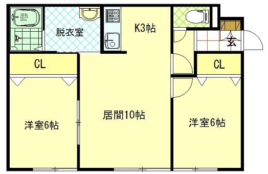 ブルーム(2LDK/1階)の間取り写真