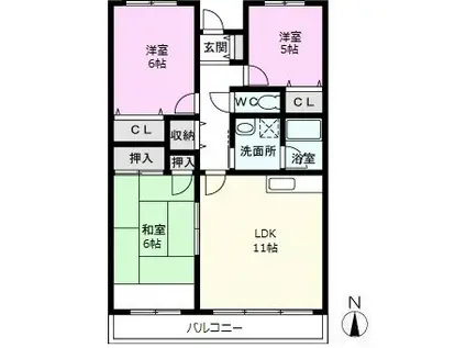 アヴニール戸田(3LDK/5階)の間取り写真