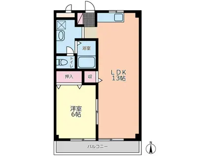 すとりーむ問屋町A(1LDK/1階)の間取り写真