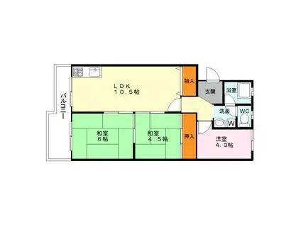 ヴィラ青木ヶ上(3LDK/3階)の間取り写真