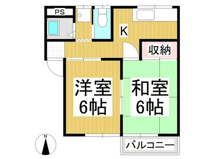 サンテラス東部(2K/1階)の間取り写真
