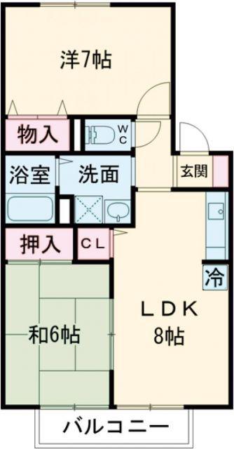 トリヴァンベール松川(2LDK/2階)の間取り写真