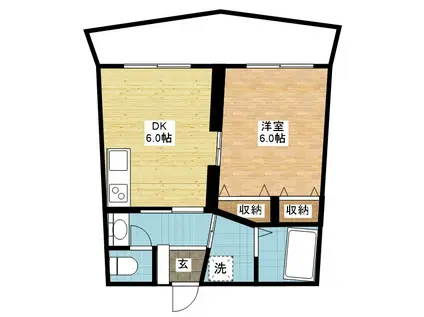 ハイランドM(1DK/2階)の間取り写真