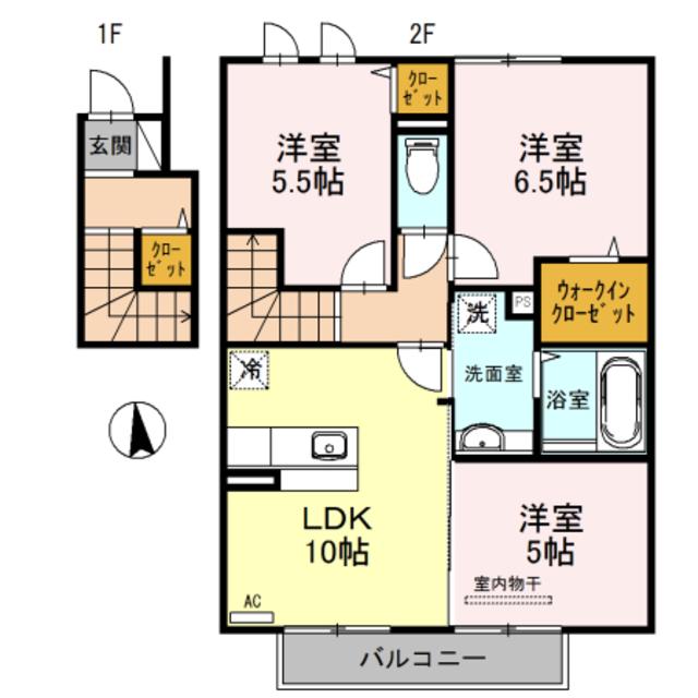 D-ROOMシルクマムB(3LDK/2階)の間取り写真