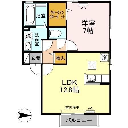 グランシャリオE(1LDK/1階)の間取り写真