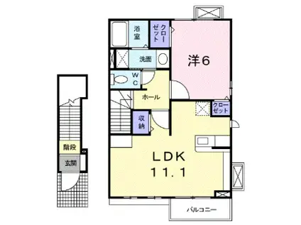W・ホープI(1LDK/2階)の間取り写真