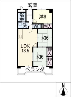 第2好日ハイツ(3LDK/3階)の間取り写真