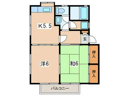 ビラマーサB(2K/1階)の間取り写真