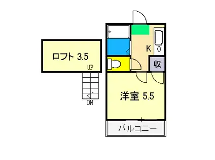 イースト(1K/2階)の間取り写真