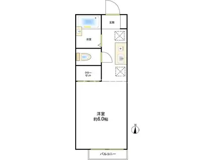 ハイブリッジB(ワンルーム/1階)の間取り写真