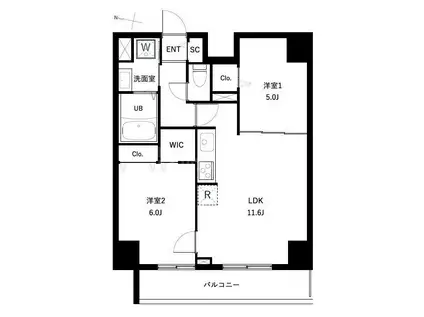 アーバンパーク扇大橋(2LDK/10階)の間取り写真
