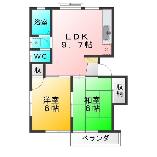 コーポ南(2LDK/2階)の間取り写真