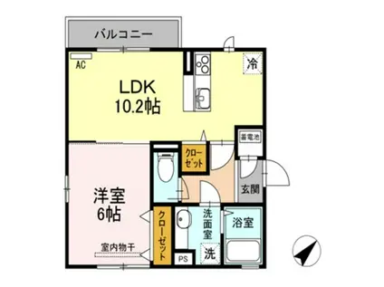 ファミール岡本III-D(1LDK/3階)の間取り写真