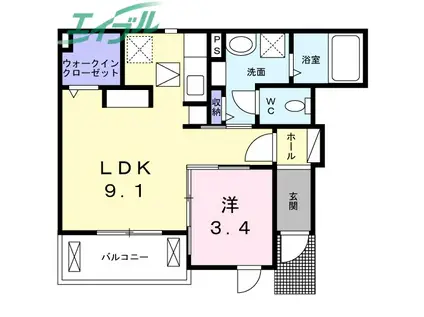 レア・アムール(1LDK/1階)の間取り写真