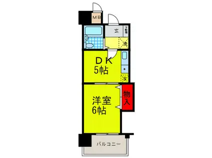 ダイアパレス住道ステーションスクエア(1DK/3階)の間取り写真