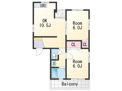 グリーンプラザ本町(2LDK/3階)の間取り写真