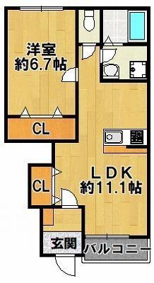 グランディオーズ アリノ(1LDK/1階)の間取り写真