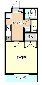 フラット遊(1DK/3階)の間取り写真