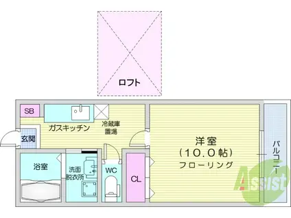 ブリリアント グリーン(1K/1階)の間取り写真