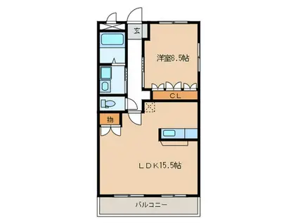 エルシオン(1LDK/2階)の間取り写真