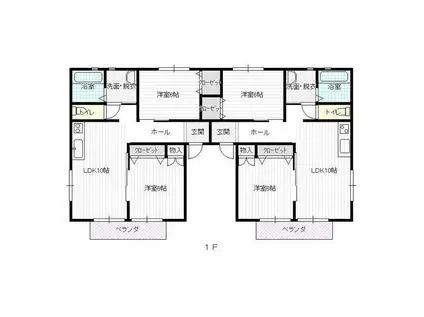 ファミーユ本庄B棟(2LDK/1階)の間取り写真