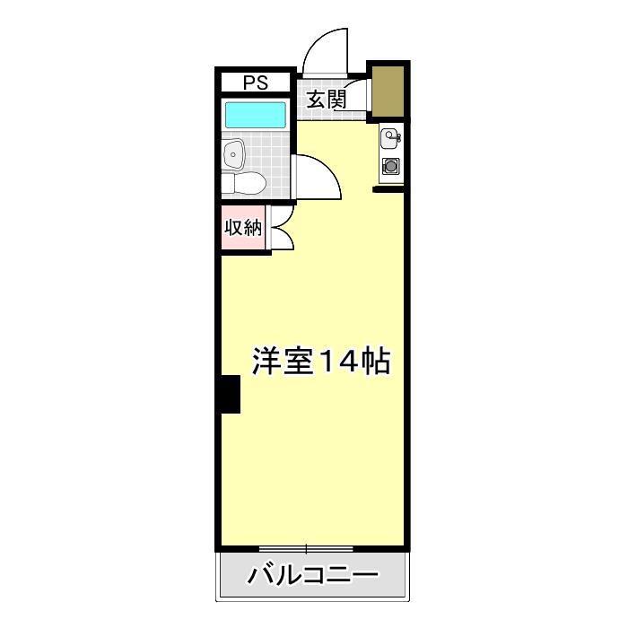 下関スカイマンション駅前(ワンルーム/2階)の間取り写真