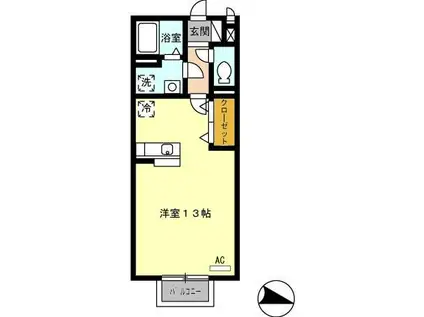 サンローズコートII(ワンルーム/2階)の間取り写真