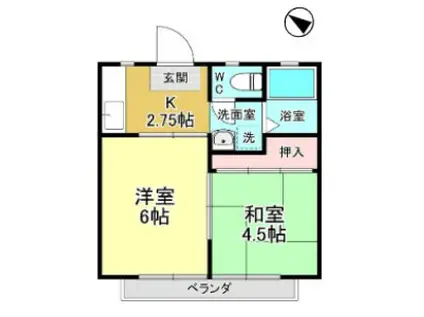 ハイヒルズ(2K/2階)の間取り写真