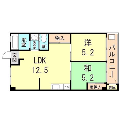 サンロイヤル霞ヶ丘(2LDK/1階)の間取り写真