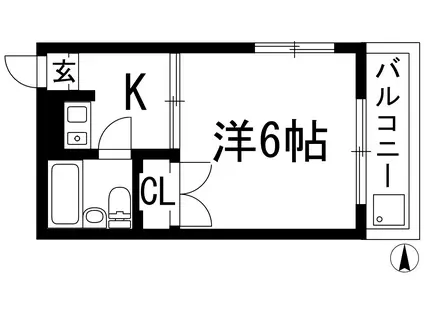 トマトハイツ(1K/4階)の間取り写真