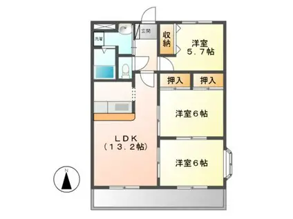 ツインハーティD1(3LDK/1階)の間取り写真