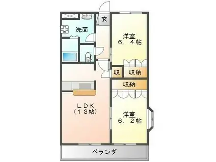 SAVORY(2LDK/2階)の間取り写真