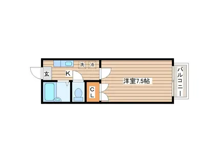 サンパレス成田町(1K/1階)の間取り写真