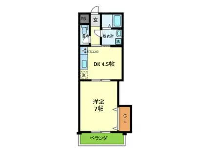 バルカン(1DK/2階)の間取り写真