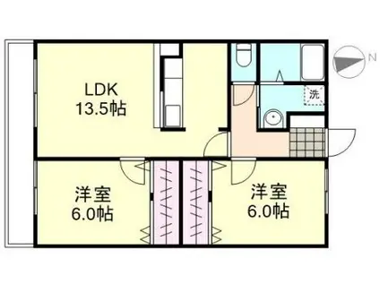 プレミアムコート1号館(2LDK/3階)の間取り写真