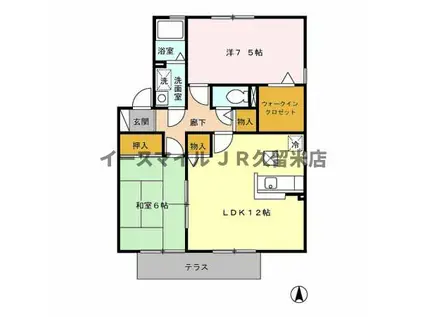 メルベーユ・ドミールA(2LDK/2階)の間取り写真