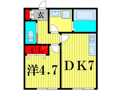 クライム3(1DK/2階)の間取り写真